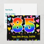 85e verjaardag: Fun Hearts-patroon, Regenboog 85 Briefkaart (Voorkant / Achterkant)