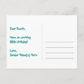 85e verjaardag: Fun Hearts Pattern, Regenboog 85 Briefkaart (Achterkant)