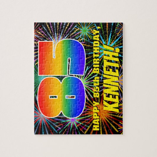 85e verjaardag: Fun, kleurrijk gevuurwerk Legpuzzel (Verticaal)