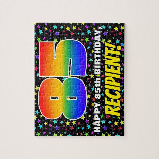 85e verjaardag — Fun, kleurrijk Star Field Pattern Legpuzzel (Verticaal)
