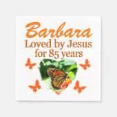 85E VERJAARDAG GEPERSONALISEERDE VLINDER SERVETTEN (Voorkant)