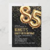 85e verjaardag Gold Black Invitation Kaart (Voorkant)
