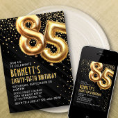 85e verjaardag Gold Black Invitation Kaart