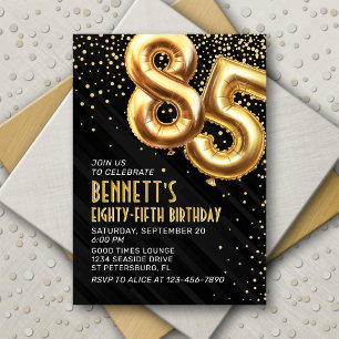 85e verjaardag Gold Black Invitation Kaart