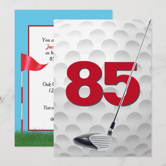 85e verjaardag golfthema kaart (Voorkant / Achterkant)