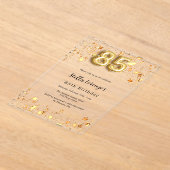 85e verjaardag Goud Roze Sterren Clear Acryl Uitnodigingen (Laagn)