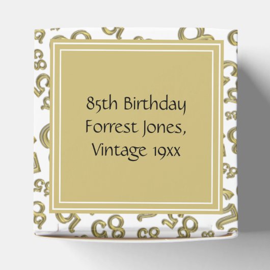 85e verjaardag Goud/Wit collage patroon Bedankdoosjes (Bovenkant)