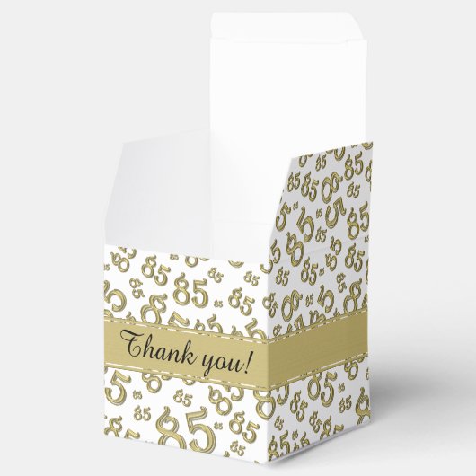 85e verjaardag Goud/Wit collage patroon Bedankdoosjes (Geopend)