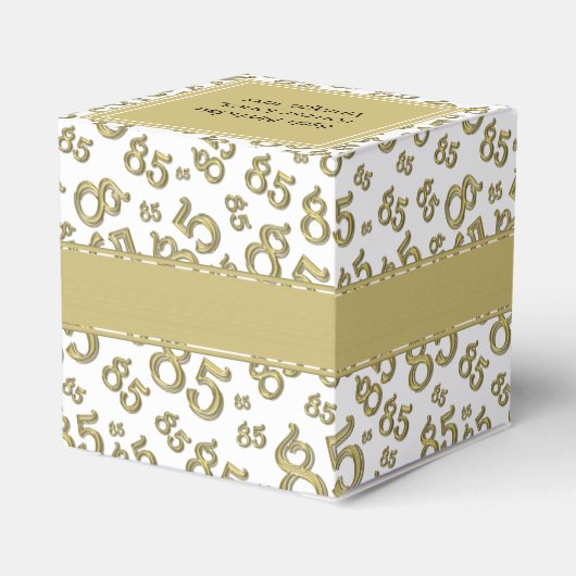 85e verjaardag Goud/Wit collage patroon Bedankdoosjes (Achterkant)