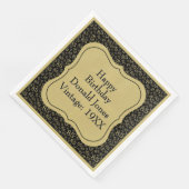 85e verjaardag Goud/Zwart Beugel Getal Patroon Servet (Hoek)