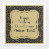 85e verjaardag Goud/Zwart Beugel Getal Patroon Servet (Voorkant)