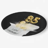 85e verjaardag goudballonnen in witte doos papieren bordje (Gekanteld)