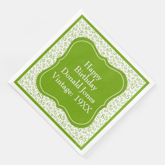 85e verjaardag Groen/Witte beugel Getal Patroon Servet (Hoek)
