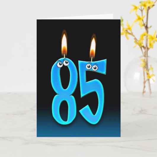 85e verjaardag kaarsen kaart (Gele Bloem)