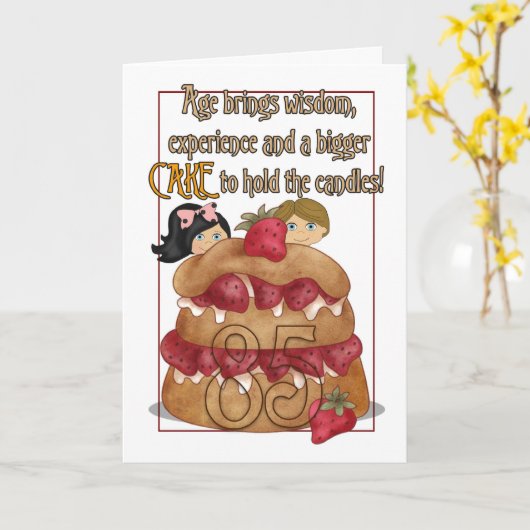 85e verjaardag Kaart - Humor - Taart (Gele Bloem)