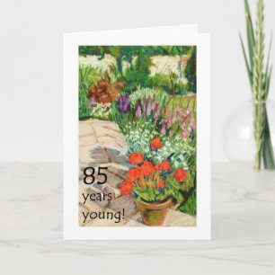 85e Verjaardag Kaart - Red Geraniums