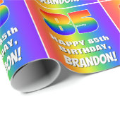 85e verjaardag: kleurrijk, vun regenboogpatroon #  cadeaupapier (Rol Hoek)