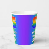 85e verjaardag: kleurrijk, vun regenboogpatroon # papieren bekers (Links)