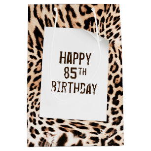 85e verjaardag Leopard Bont Print Medium Gift Bag Cadeauzakje