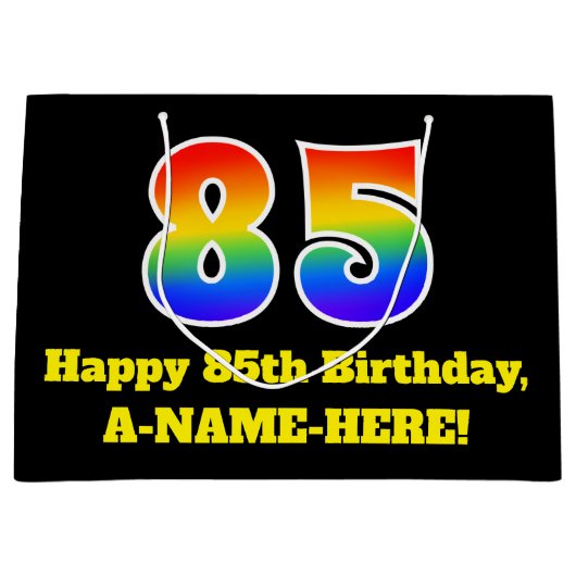 85e verjaardag ~ Leuk, Kleurrijk, Levendig, Regenb Groot Cadeauzakje (Voorkant)