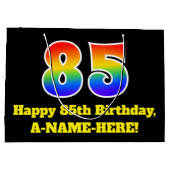 85e verjaardag ~ Leuk, Kleurrijk, Levendig, Regenb Groot Cadeauzakje (Achterkant)