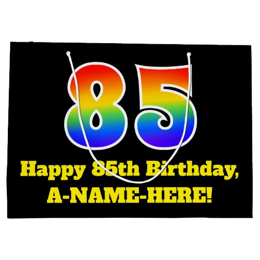 85e verjaardag ~ Leuk, Kleurrijk, Levendig, Regenb Groot Cadeauzakje (Achterkant)