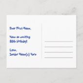 85e verjaardag – leuk vuurwerkpatroon + regenboog  briefkaart (Achterkant)