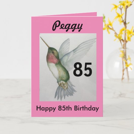 85e verjaardag  levende vogel kaart (Gele Bloem)