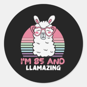 85e verjaardag Llamazing Llama 85 jaar oude dag Ronde Sticker