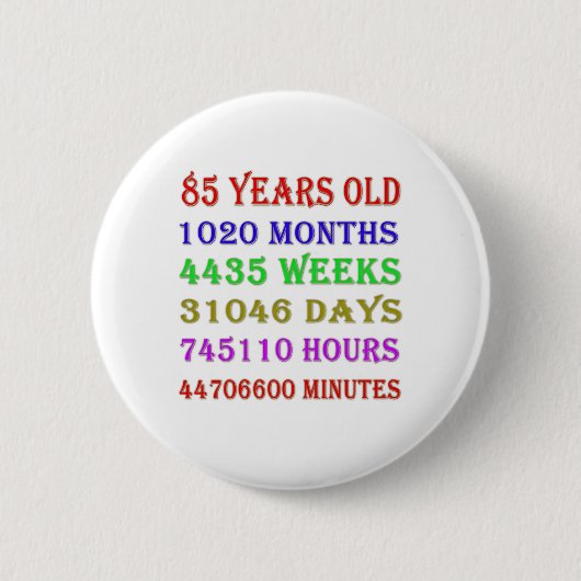 85e verjaardag Mijlpalen Ronde Button 5,7 Cm (Voorkant)