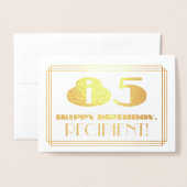 85e verjaardag; Naam + Art Deco geïnspireerde look Folie Kaarten (Voorkant met envelop)