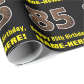 85e verjaardag: Naam & Faux Wood Grain Patroon "85 Cadeaupapier (Rol Hoek)