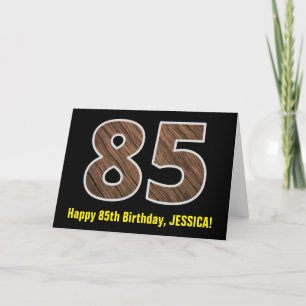 85e verjaardag: Naam + Faux Wood Grain Patroon "85 Kaart