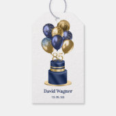 85e verjaardag Navy Blue Cake Cadeaulabel (Achterkant)