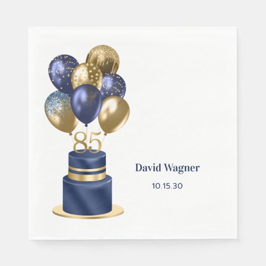 85e verjaardag Navy Blue Cake Servet (Voorkant)