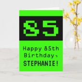 85e verjaardag: Nerdy / Geeky Style "85" en naam Kaart (Gele Bloem)