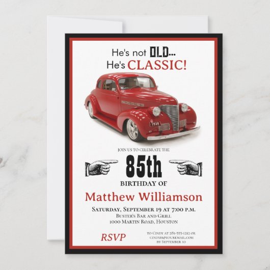 85e verjaardag niet oud maar klassiek 1939 Coupe M Kaart (Voorkant)