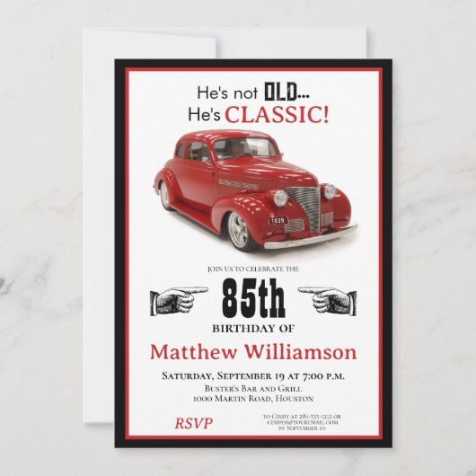 85e verjaardag niet oud maar klassiek rood 1939 co kaart (Voorkant)
