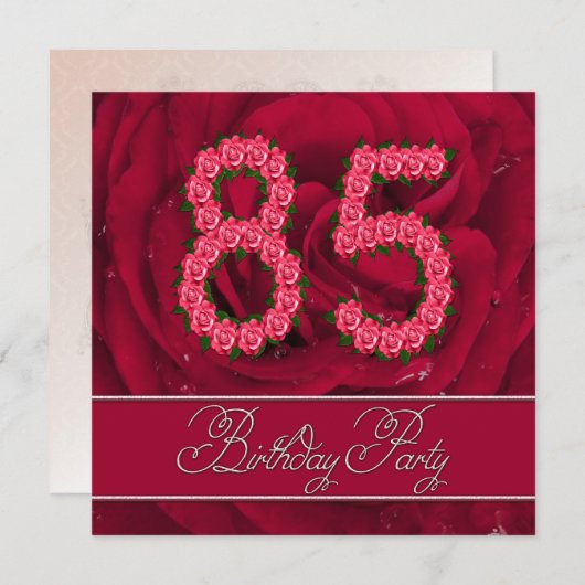 85e verjaardag partijuitnodiging met rozen kaart (Voorkant / Achterkant)