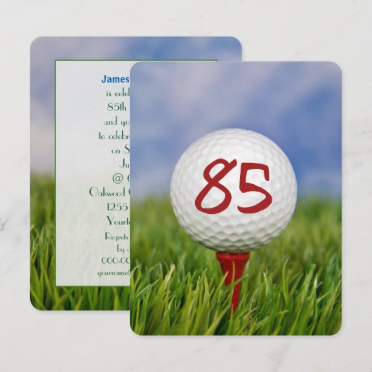 85e verjaardag Party Golf thema Kaart (Voorkant / Achterkant)