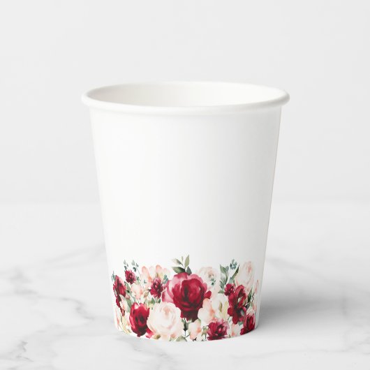 85e Verjaardag Party Red Rose Pink Peony Custom Papieren Bekers (Achterkant)