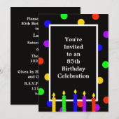 85e verjaardag Party uitnodiging kleurrijke kaarse (Voorkant / Achterkant)