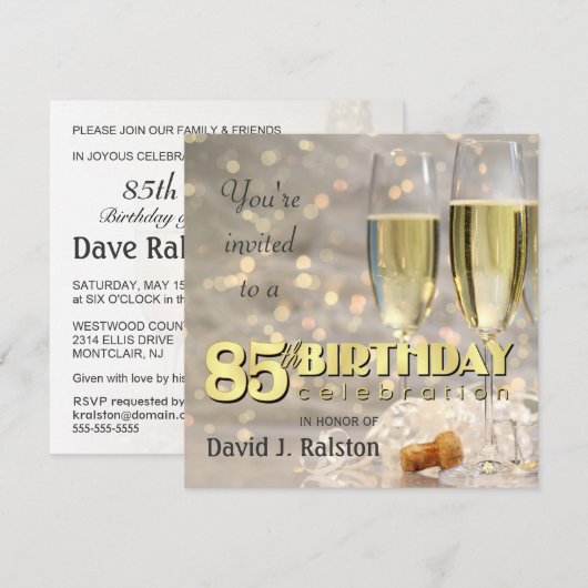 85e verjaardag - Persoonlijke uitnodigingen (Voorkant / Achterkant)
