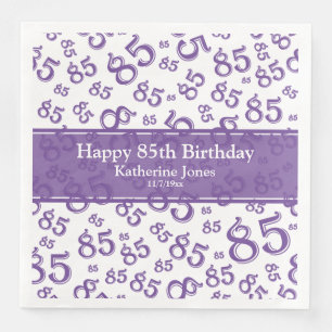 85e verjaardag Random Number Pattern Paars/White Servet