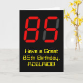 85e verjaardag: Red Digital Clock Style "85" + naa Kaart (Gele Bloem)