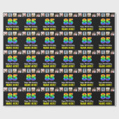 85e verjaardag: Regenboog "85"; Aangepaste foto's  Cadeaupapier (Vlak)