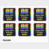 85e verjaardag: Regenboogspectrum # 85, Aangepaste Vierkante Sticker (Vel)