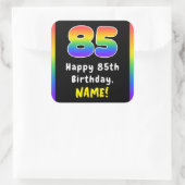 85e verjaardag: Regenboogspectrum # 85, Aangepaste Vierkante Sticker (Tas)