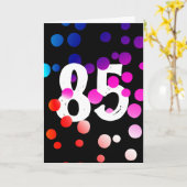 85e verjaardag RegenboogStippen op zwart Kaart (Gele Bloem)