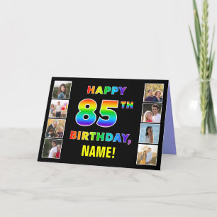 85e verjaardag: regenboogtekst, aangepaste foto's  kaart